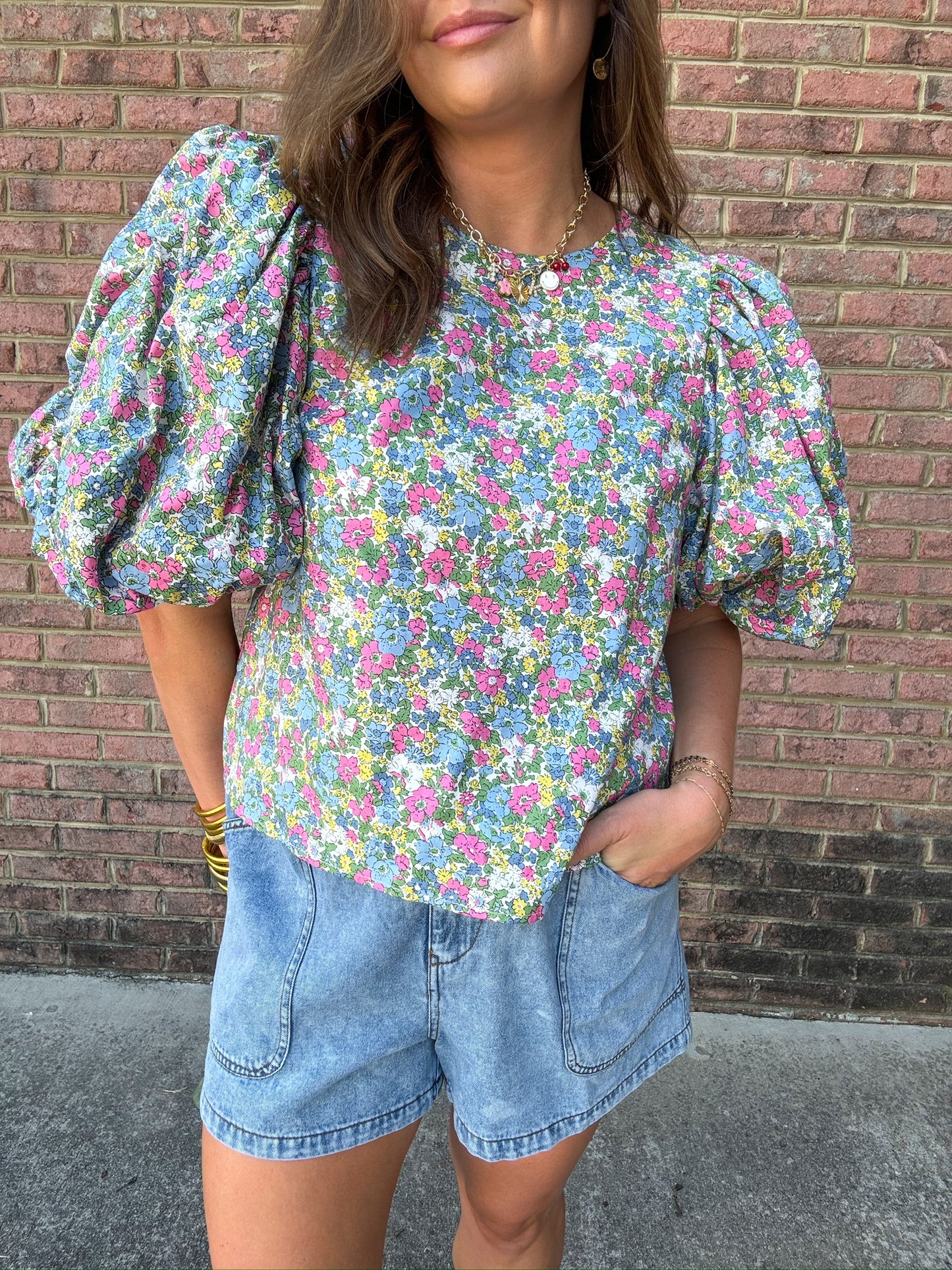 THEA BUBBLE SLEEVE TOP