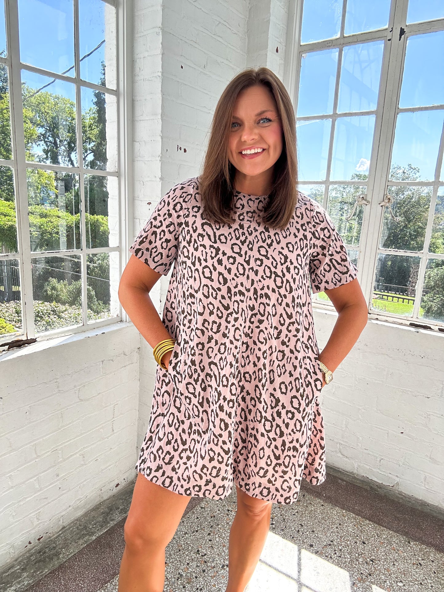 BLUSHING IN LEOPARD MINI DRESS
