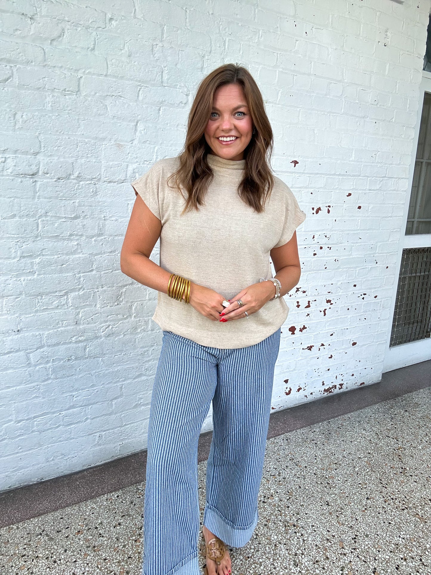 BE COOL MOCKNECK TOP - NATURAL
