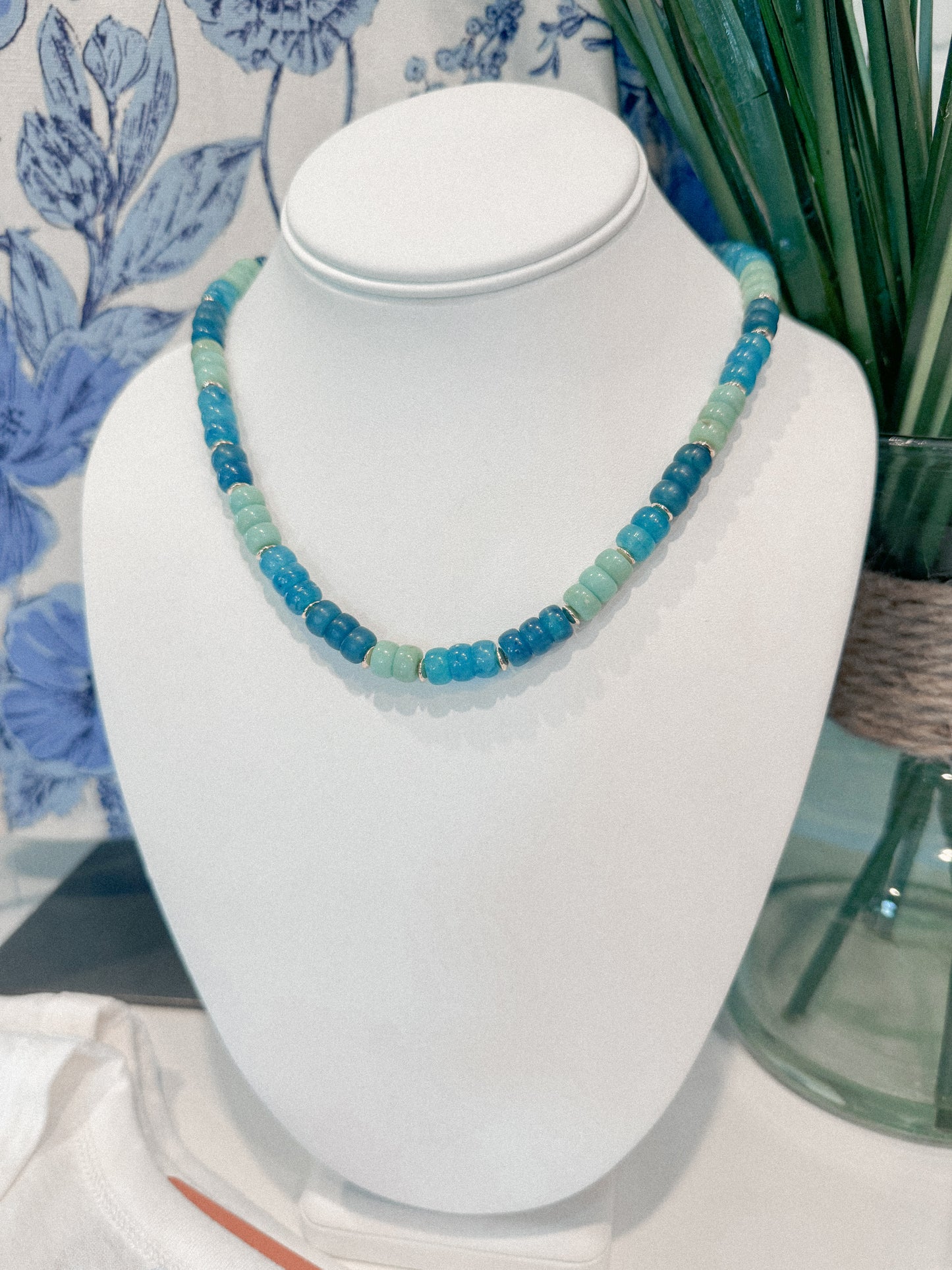 BLUE BEADED NECKLACE