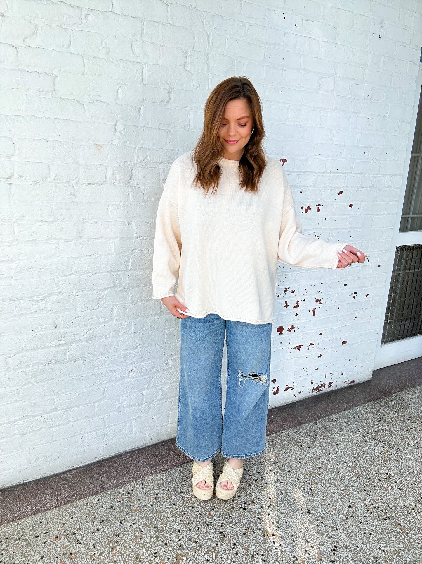 BASIC SWEATER TOP - IVORY
