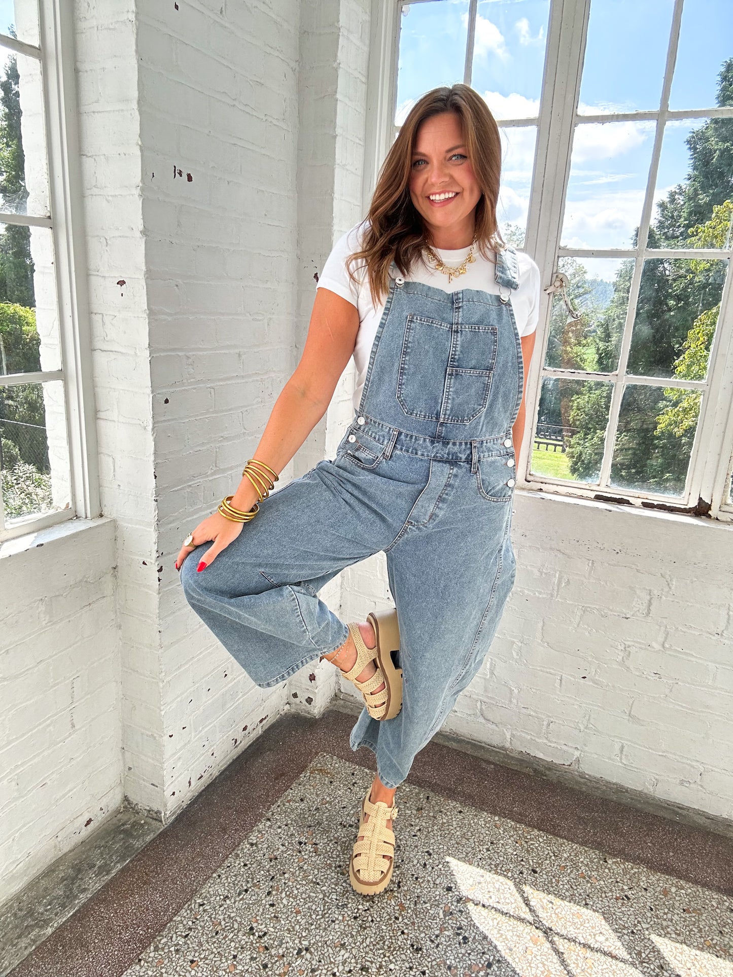 DENIM BARREL OVERALLS