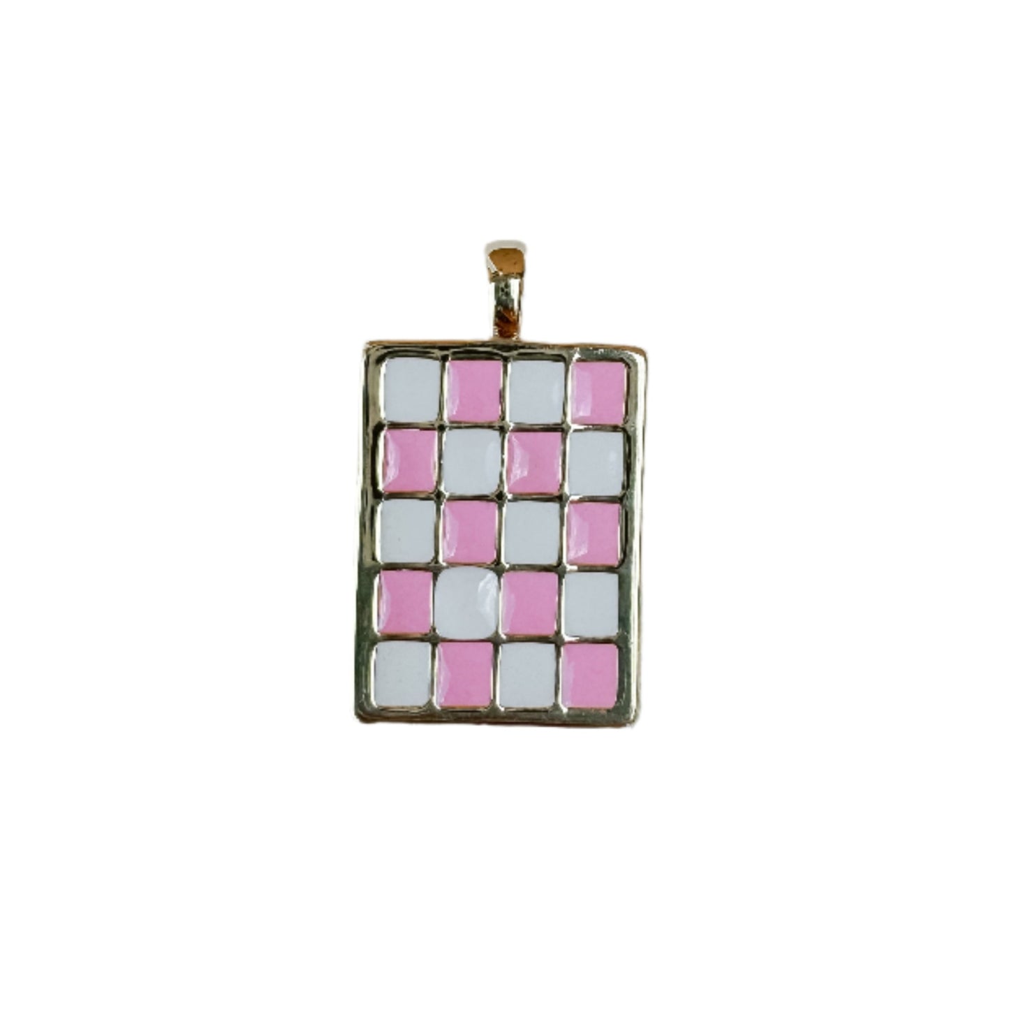 Enamel Checkerboard Pendant Charm