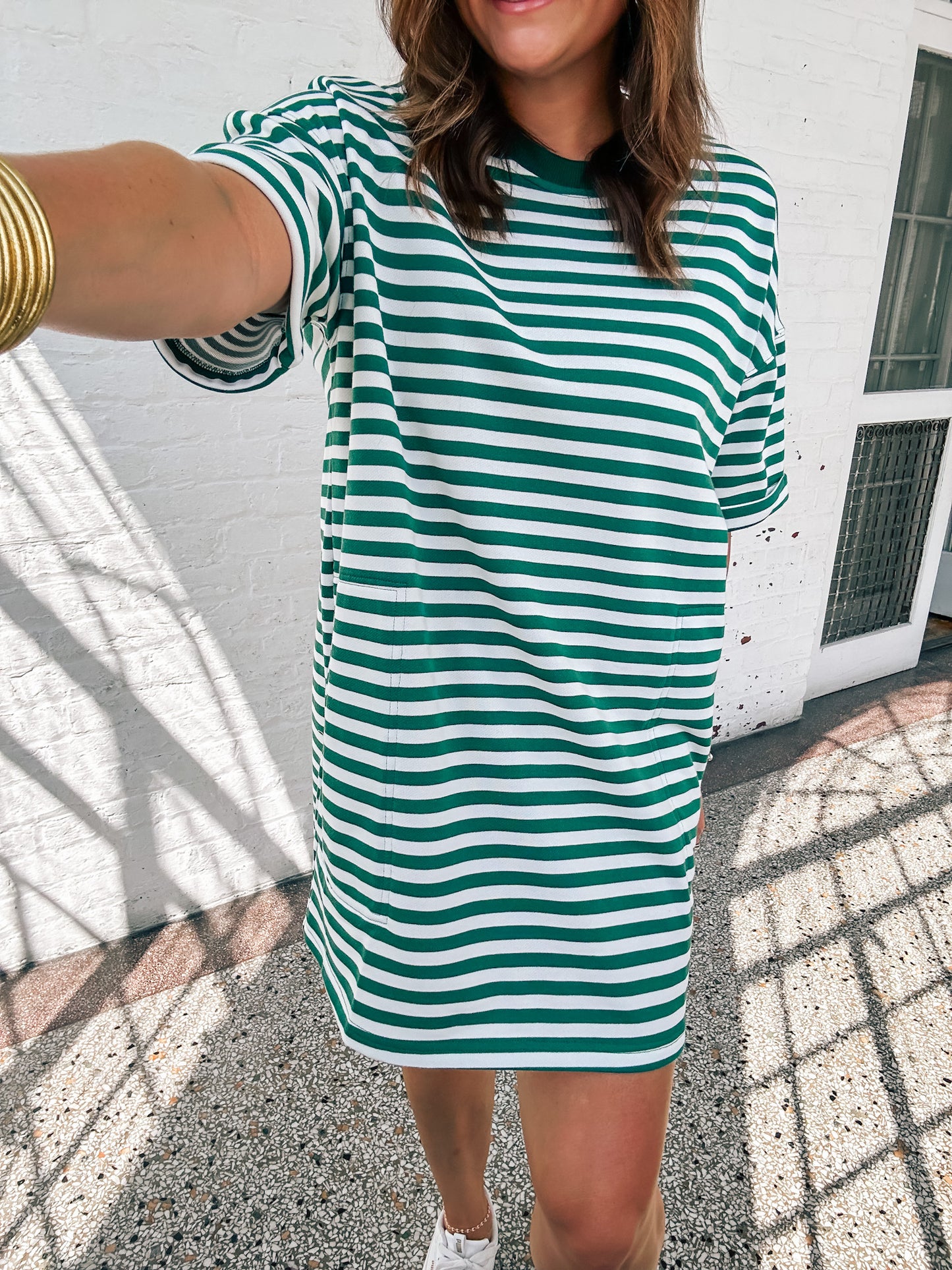 HAMPTON STRIPE DRESS - GREEN