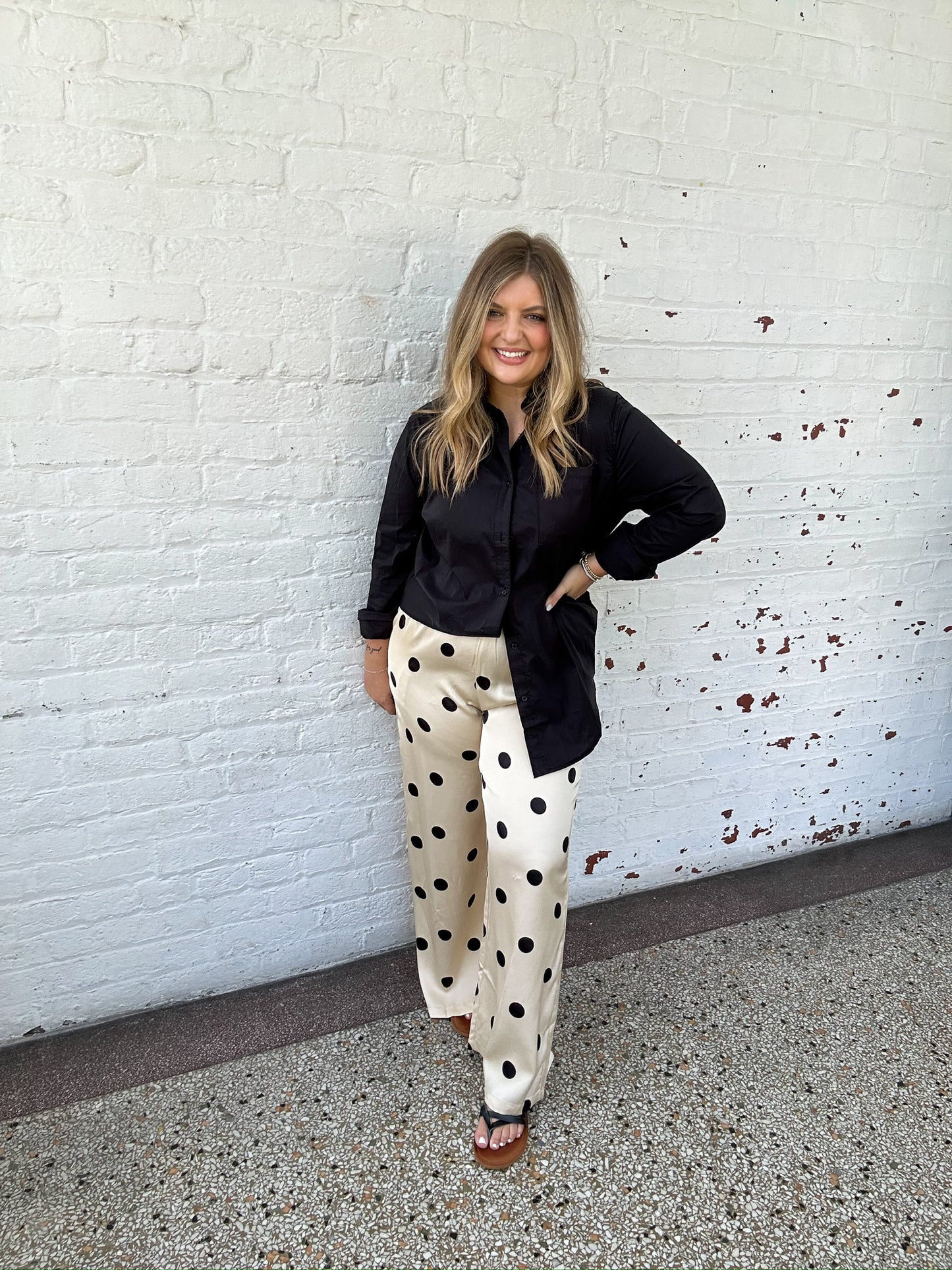 POLKA DOT SATIN TROUSER PANTS
