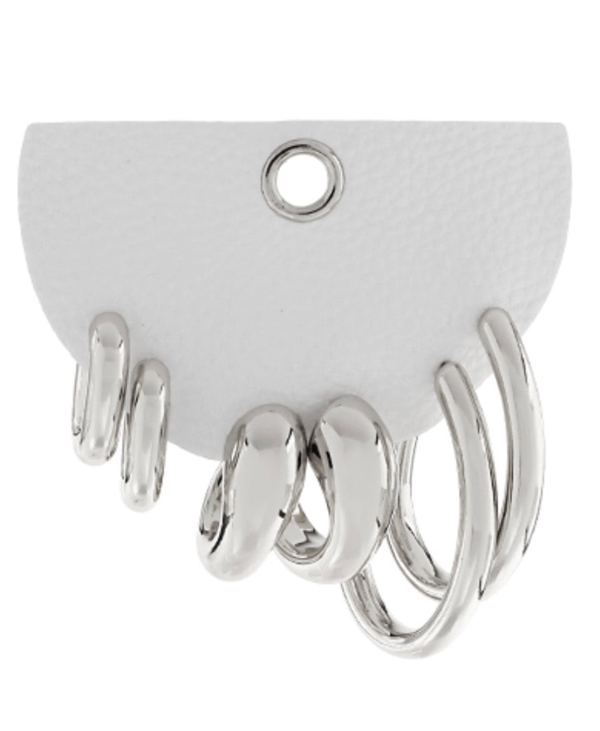 OVAL HOOP EARRING SET - SILVER