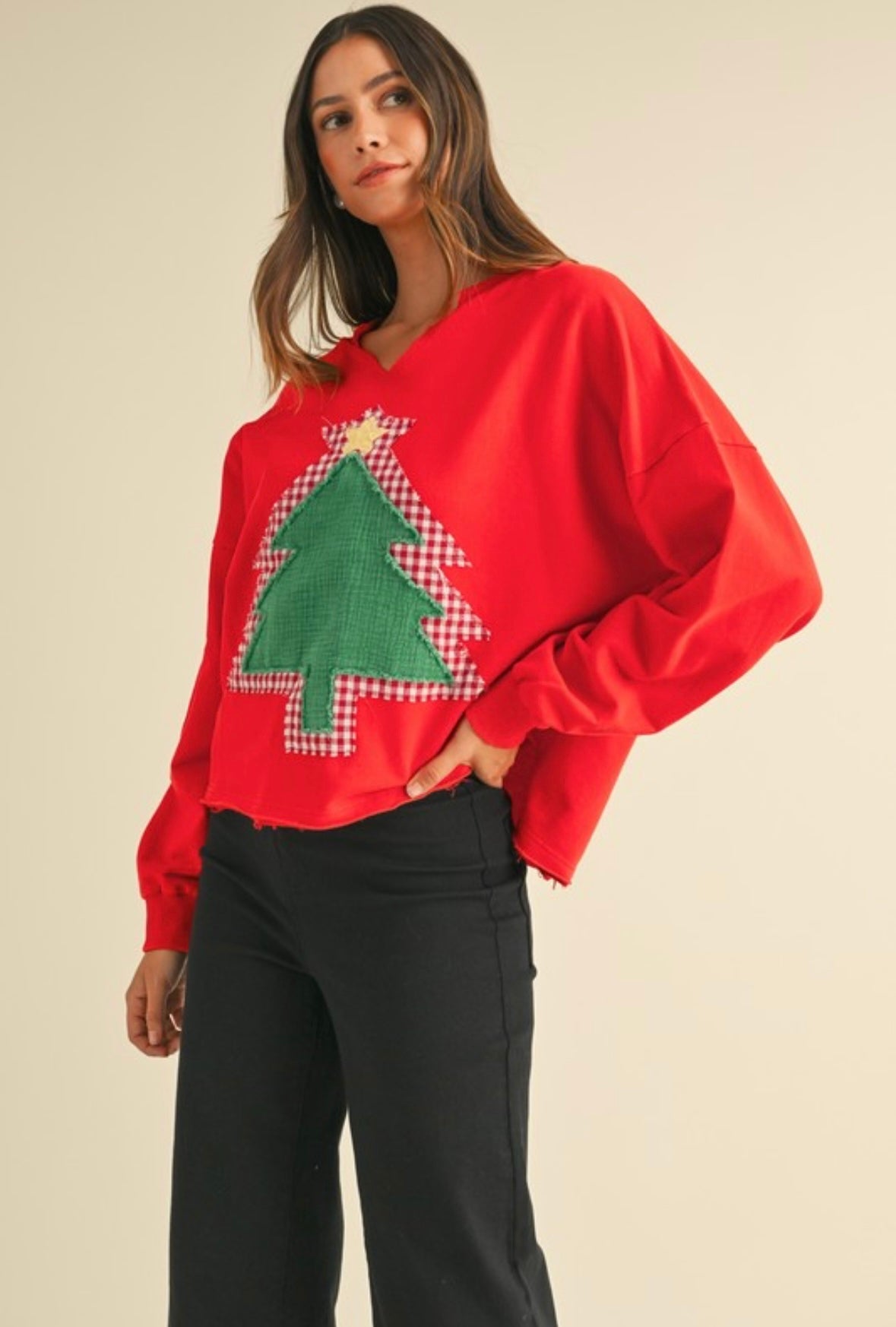 CHRISTMAS TREE PATCH PULLOVER