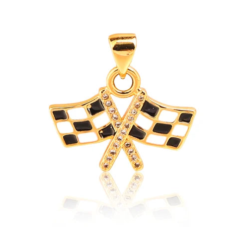 Black Enamel Checkered Flag Charm