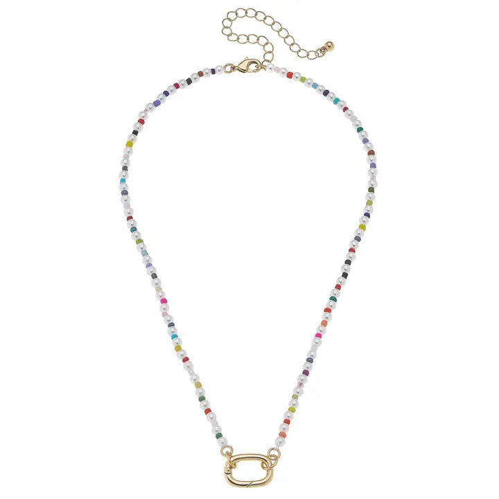 RAINBOW PEARL CHARM NECKLACE