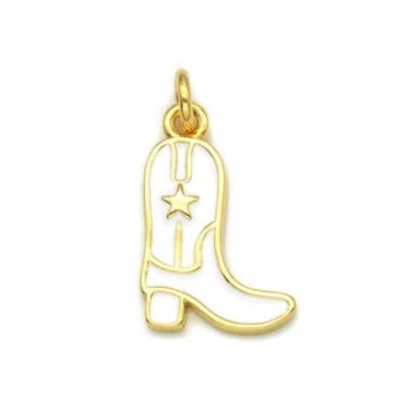 White Enamel Cowboy Boot Charm