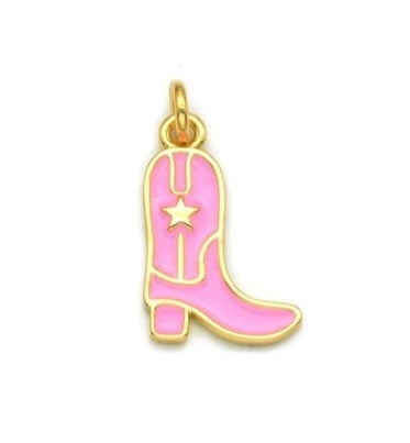 Pink Enamel Cowboy Boot Charm