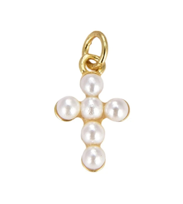 Pearl Beaded Cross Charm