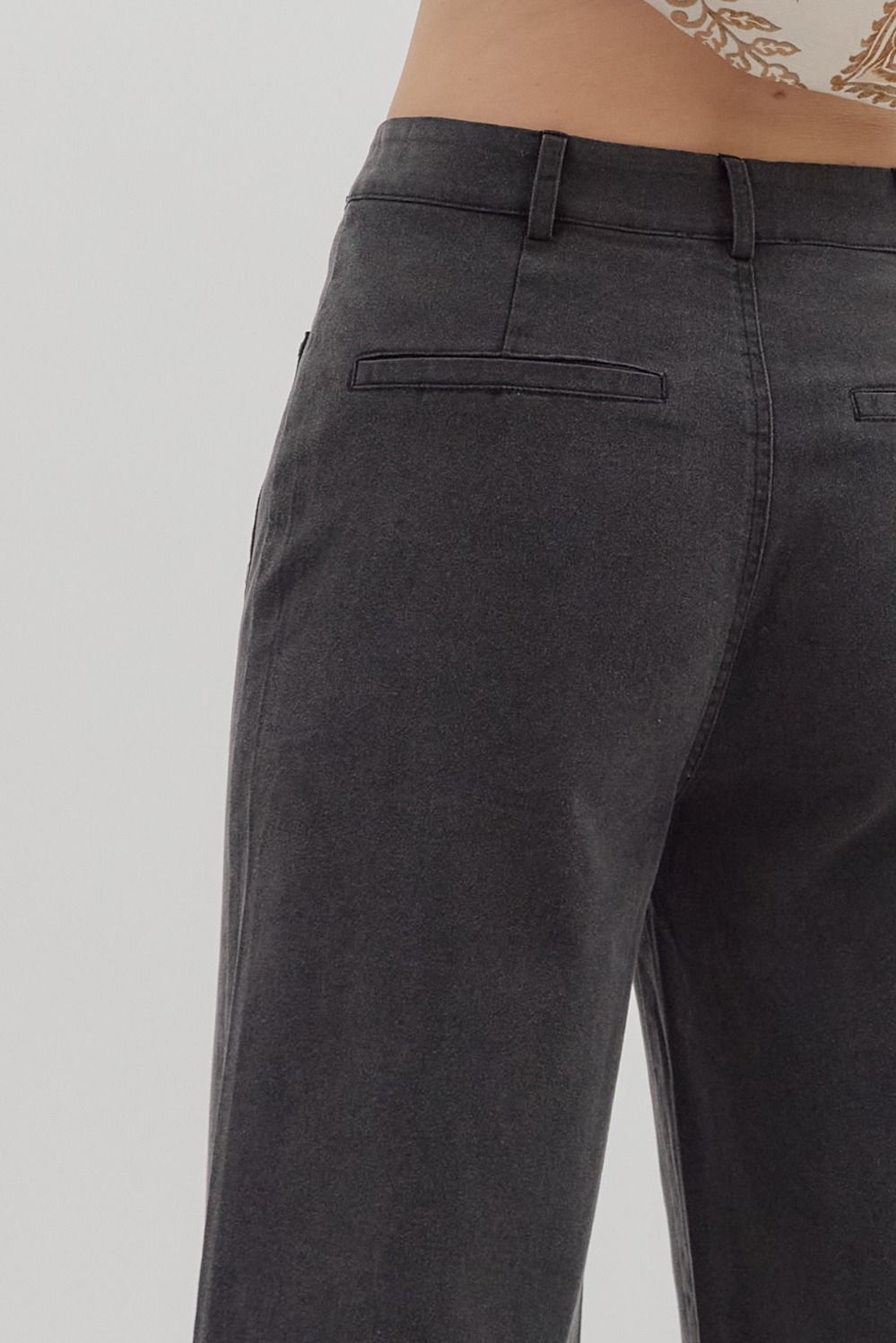 WASHED BLACK WIDE LEG PANTS