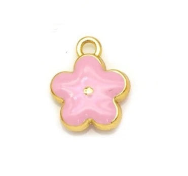 Pink Enamel Flower Charm