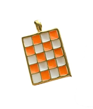 Enamel Checkerboard Pendant Charm