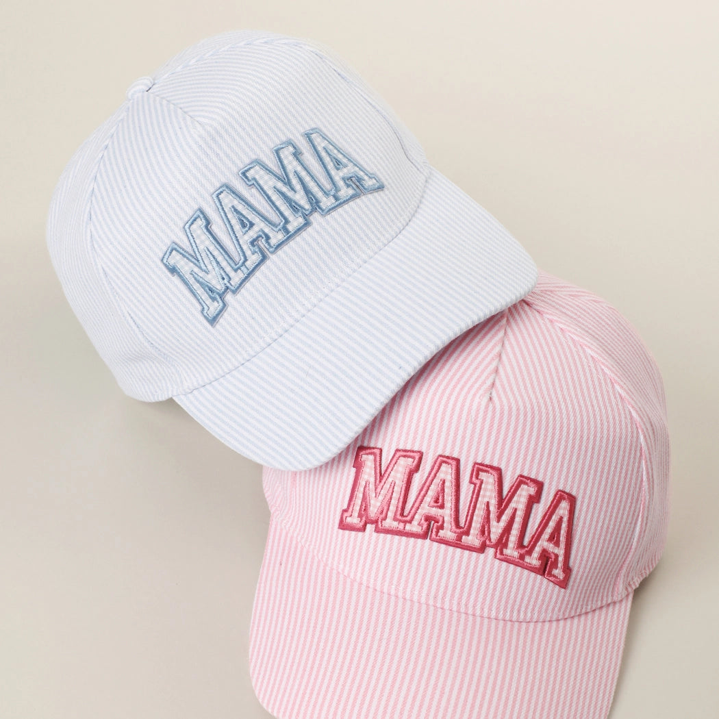STRIPED MAMA TRUCKER HAT - BLUE