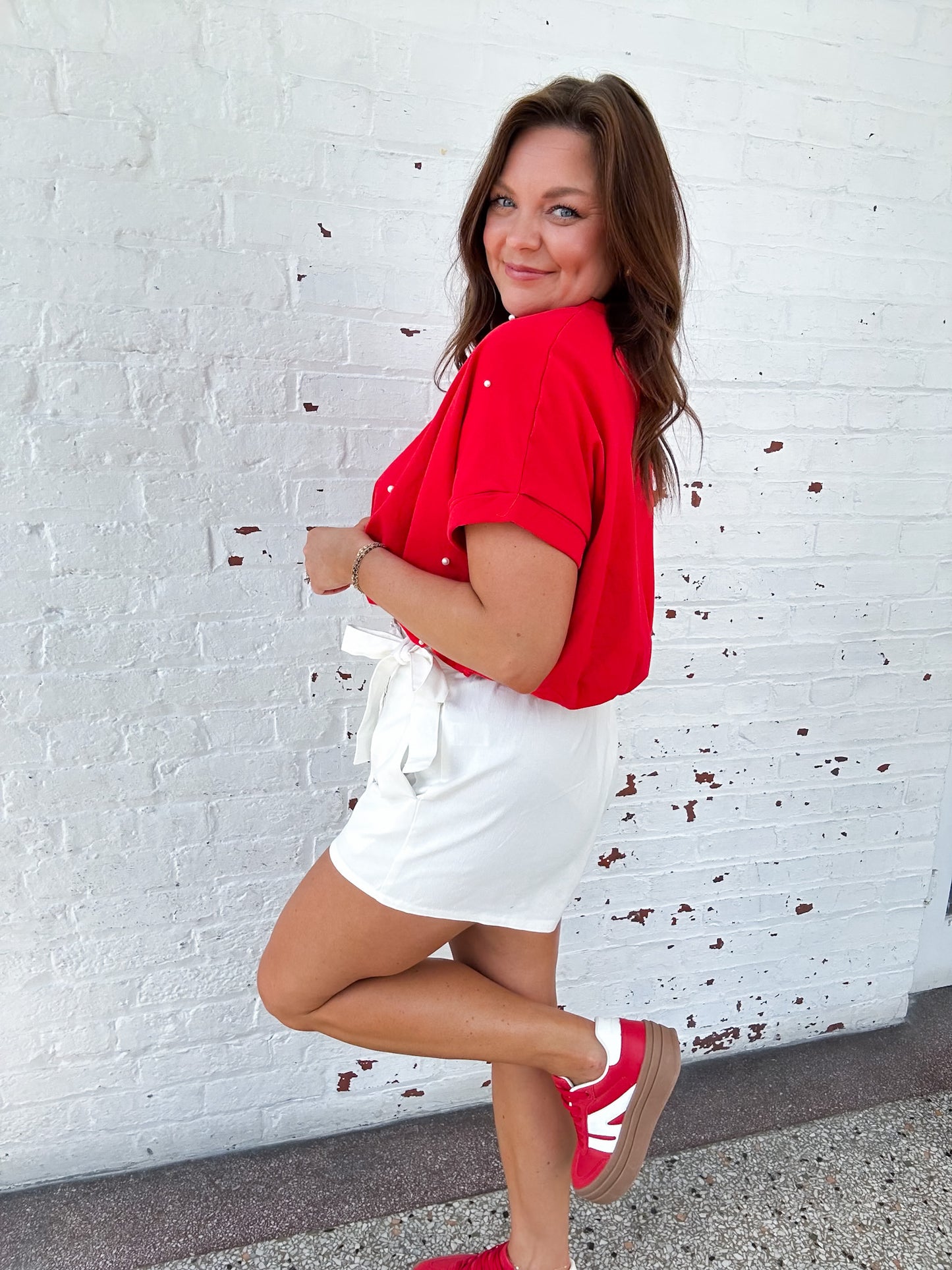 RED HOT PEARL CROP TOP