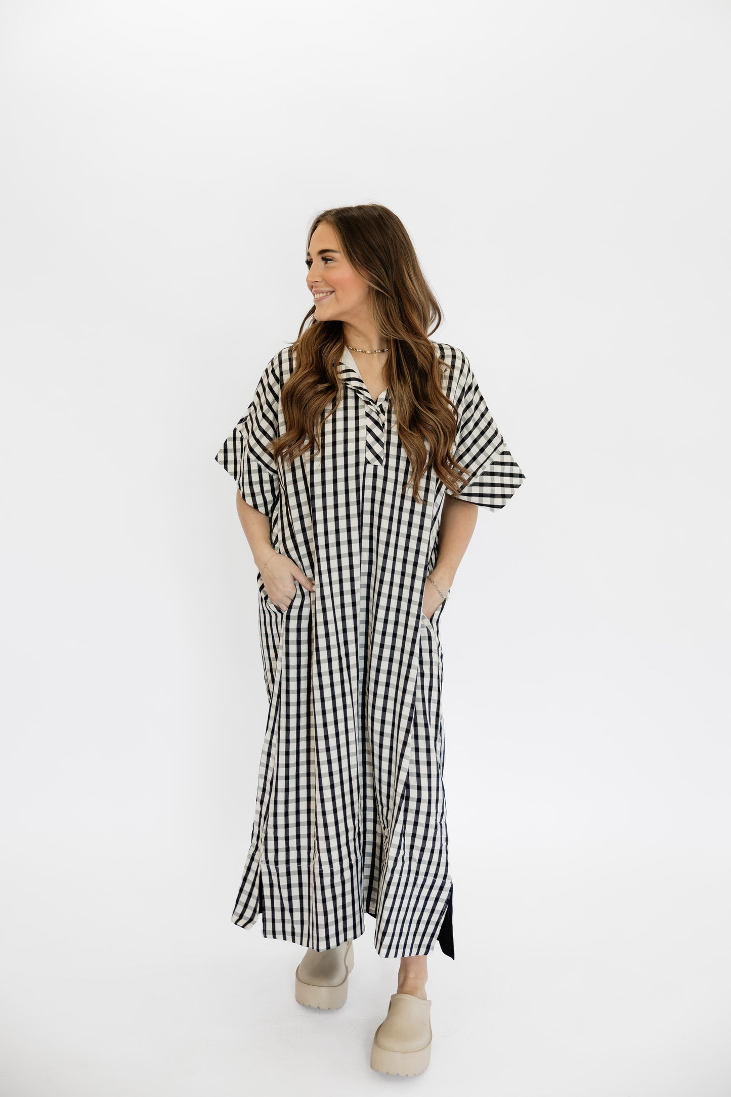 SUNDAY GINGHAM MAXI DRESS - BLACK