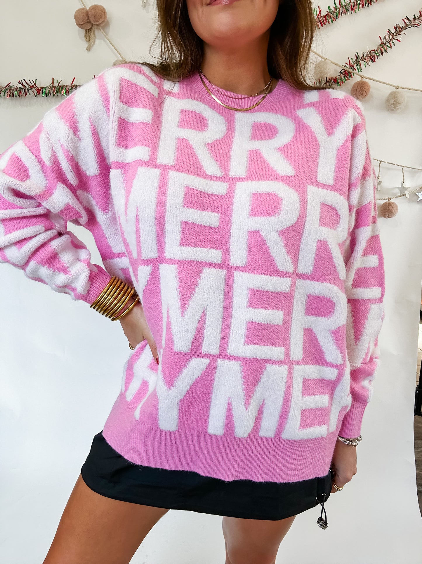 MERRY MERRY SWEATER - PINK