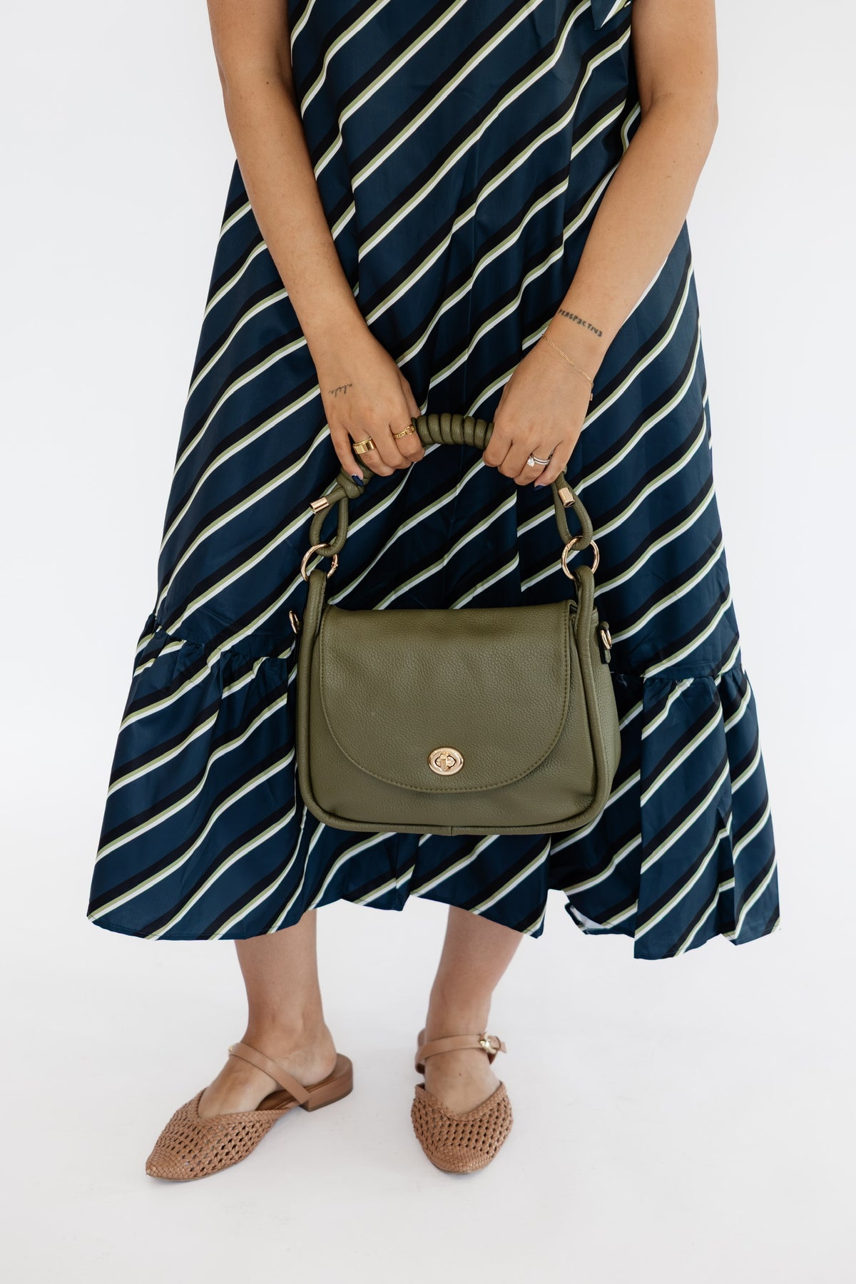 EFFIE MESSENGER SATCHEL BAG - OLIVE