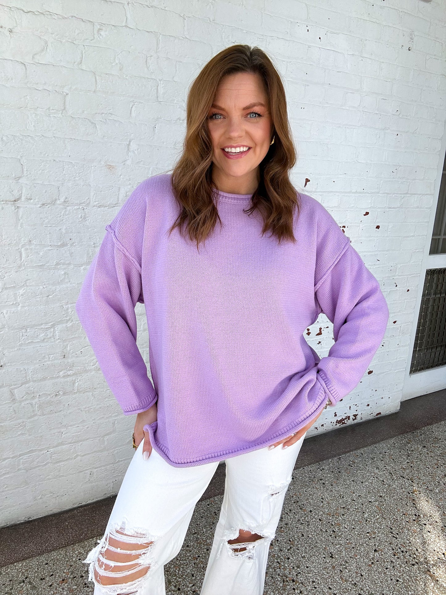BASIC SWEATER TOP - DEEP LILAC