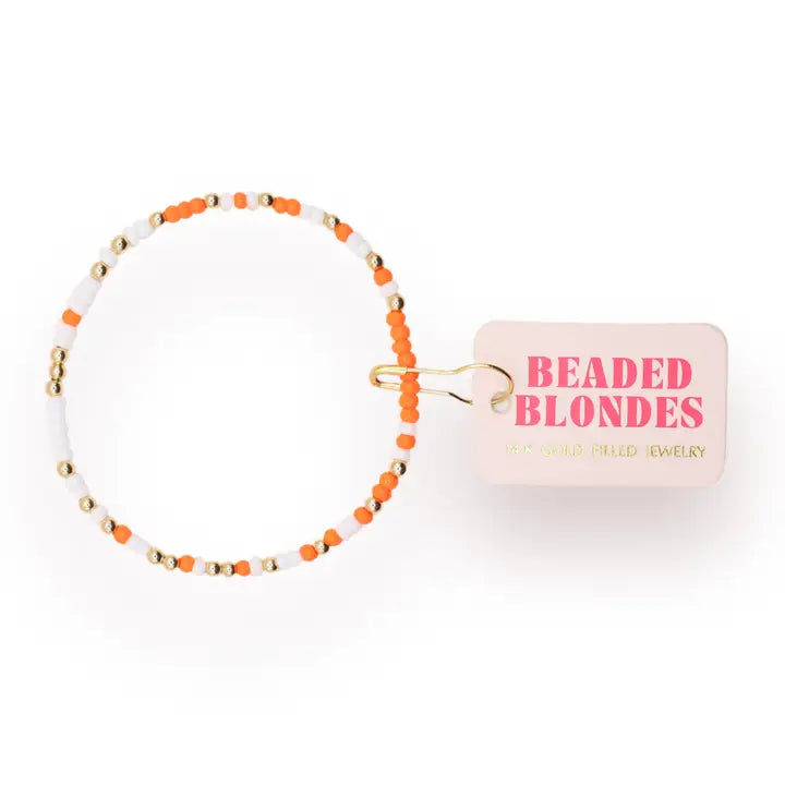Bright Orange & White Gameday Sprinkle Bracelet