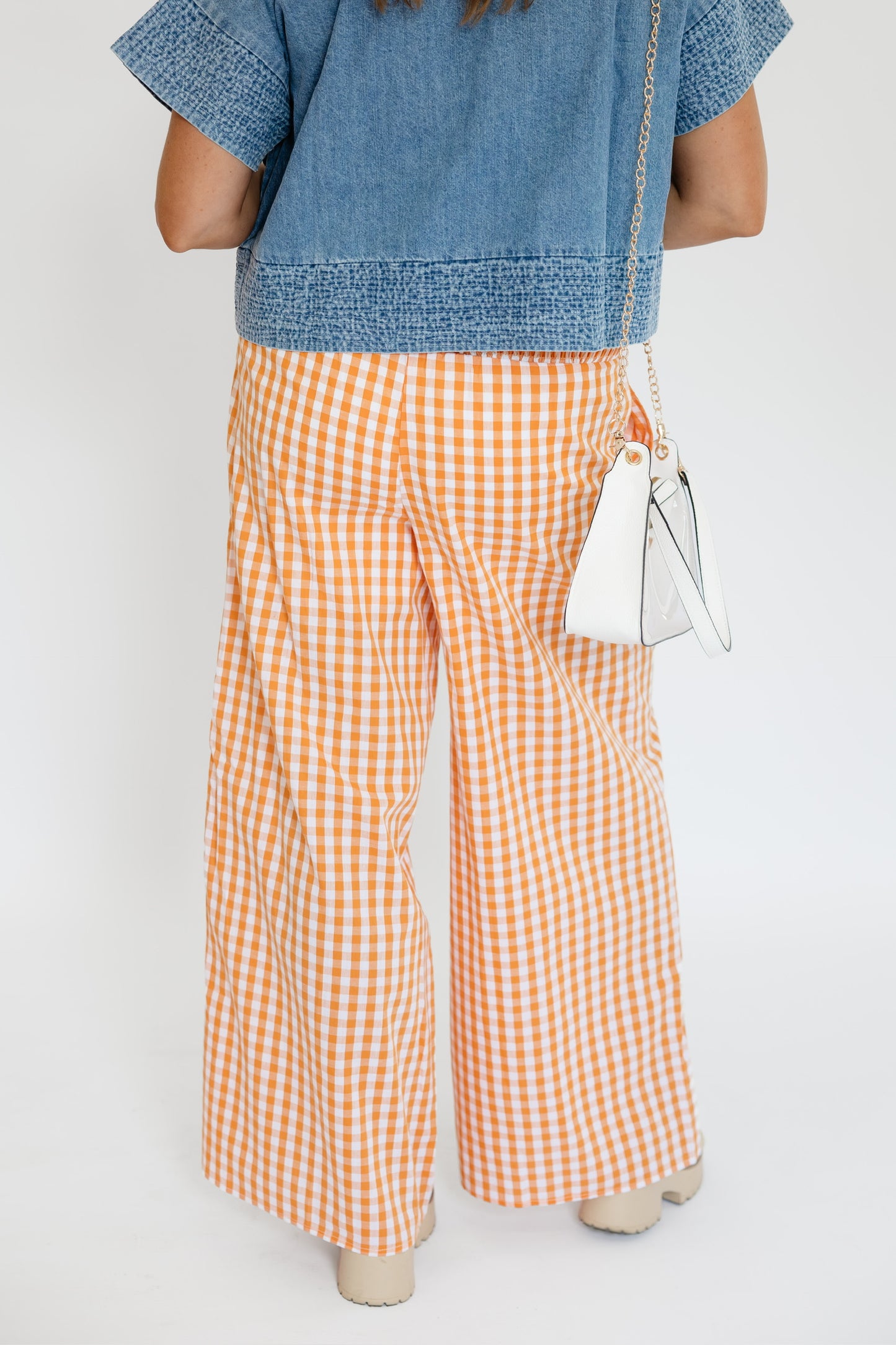 GAMEDAY GINGHAM WIDE LEG PANTS
