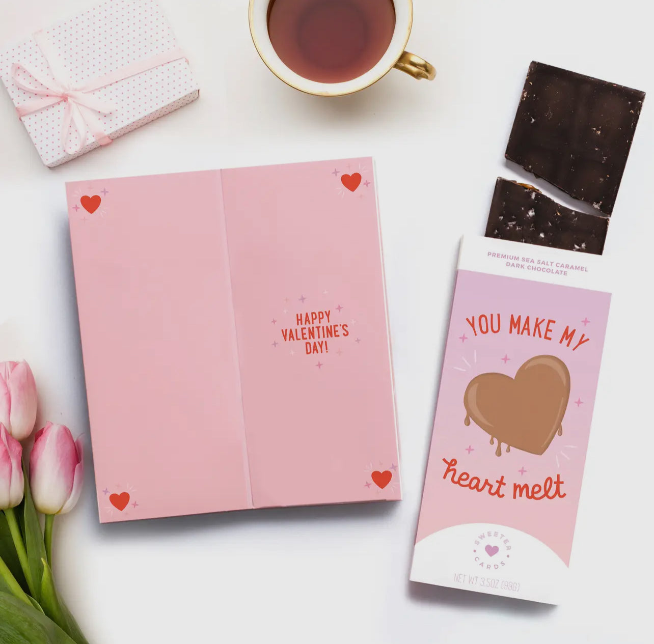 YOU MAKE MY HEART MELT - Valentine's Day Card with Chocolate Bar