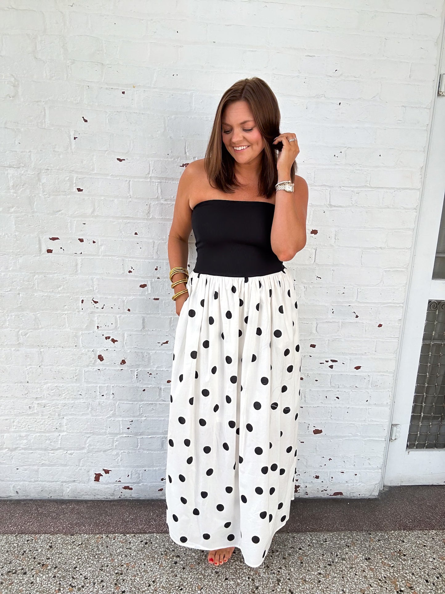 TIMELESS POLKA DOT MAXI DRESS - BLACK