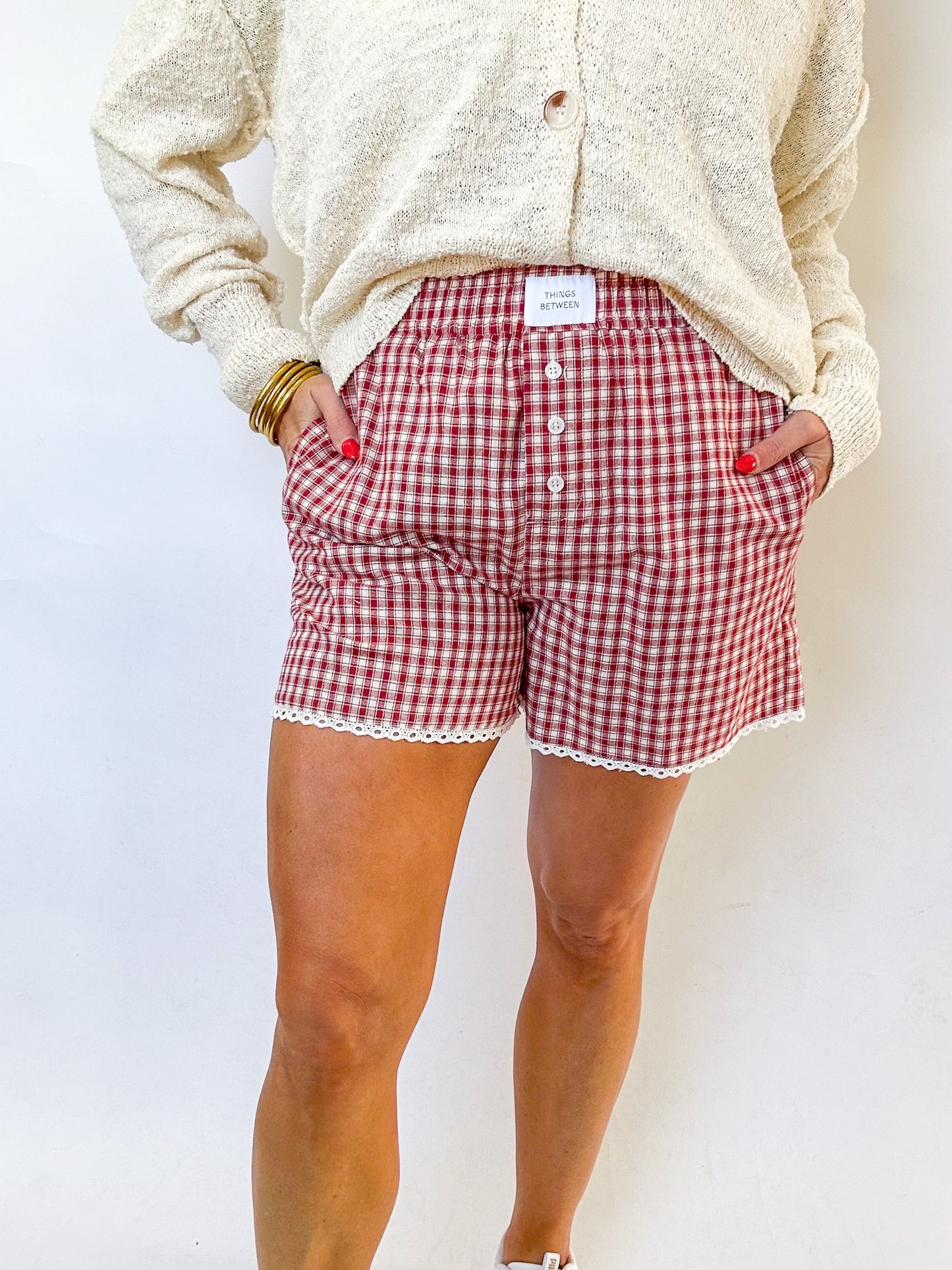 RED GINGHAM BOXER SHORTS