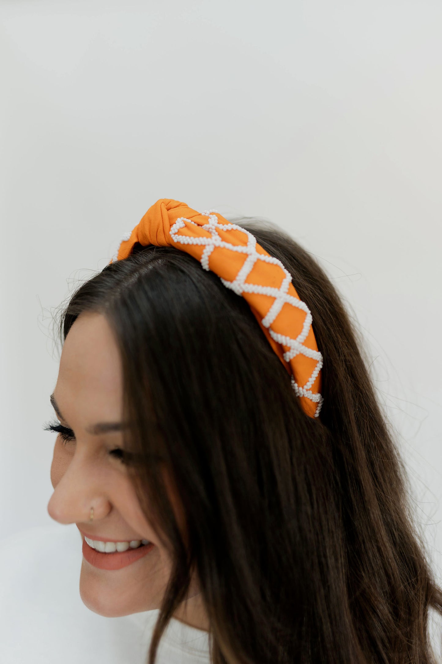 ORANGE & WHITE LATTICE HEADBAND