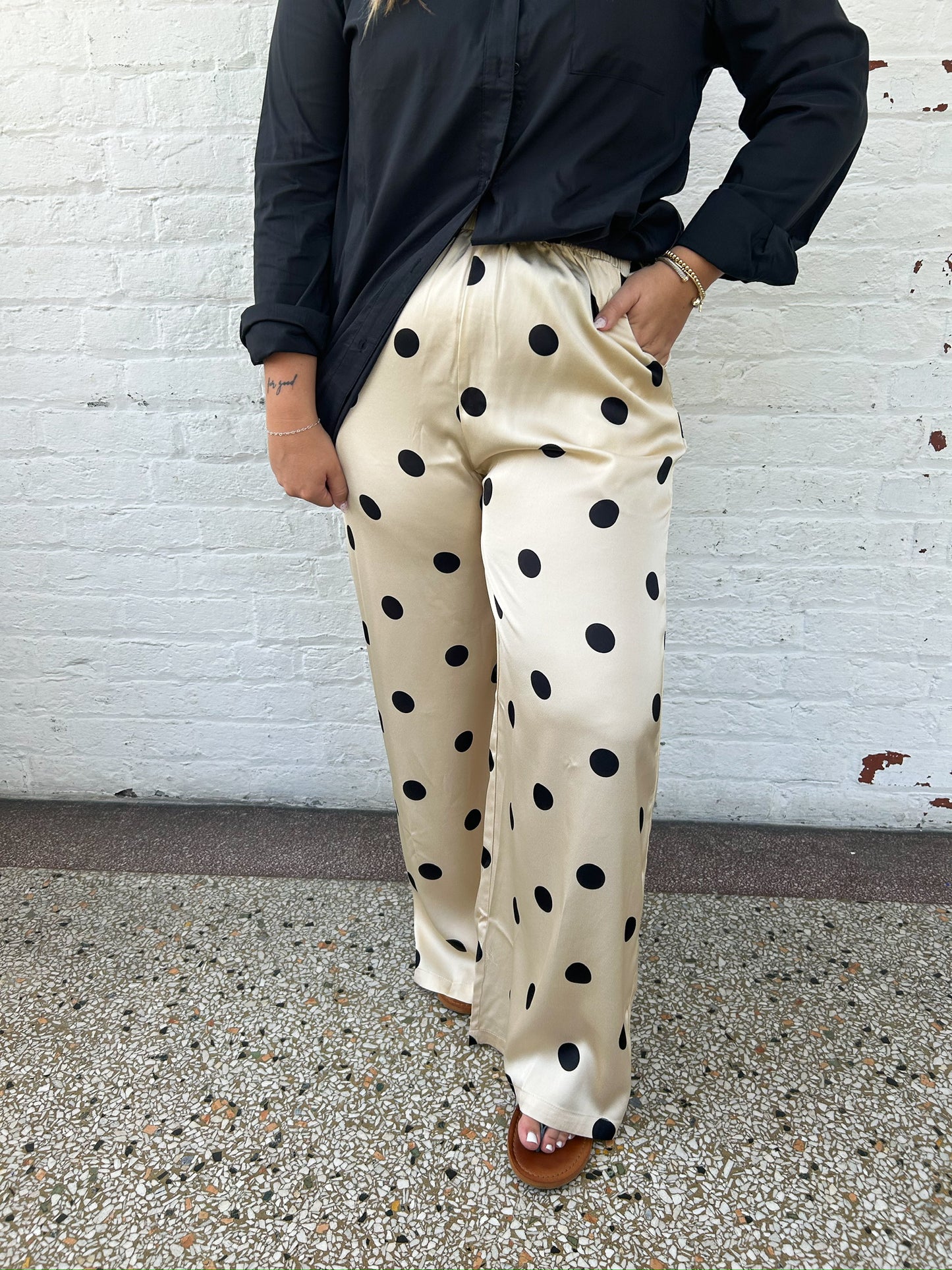 POLKA DOT SATIN TROUSER PANTS