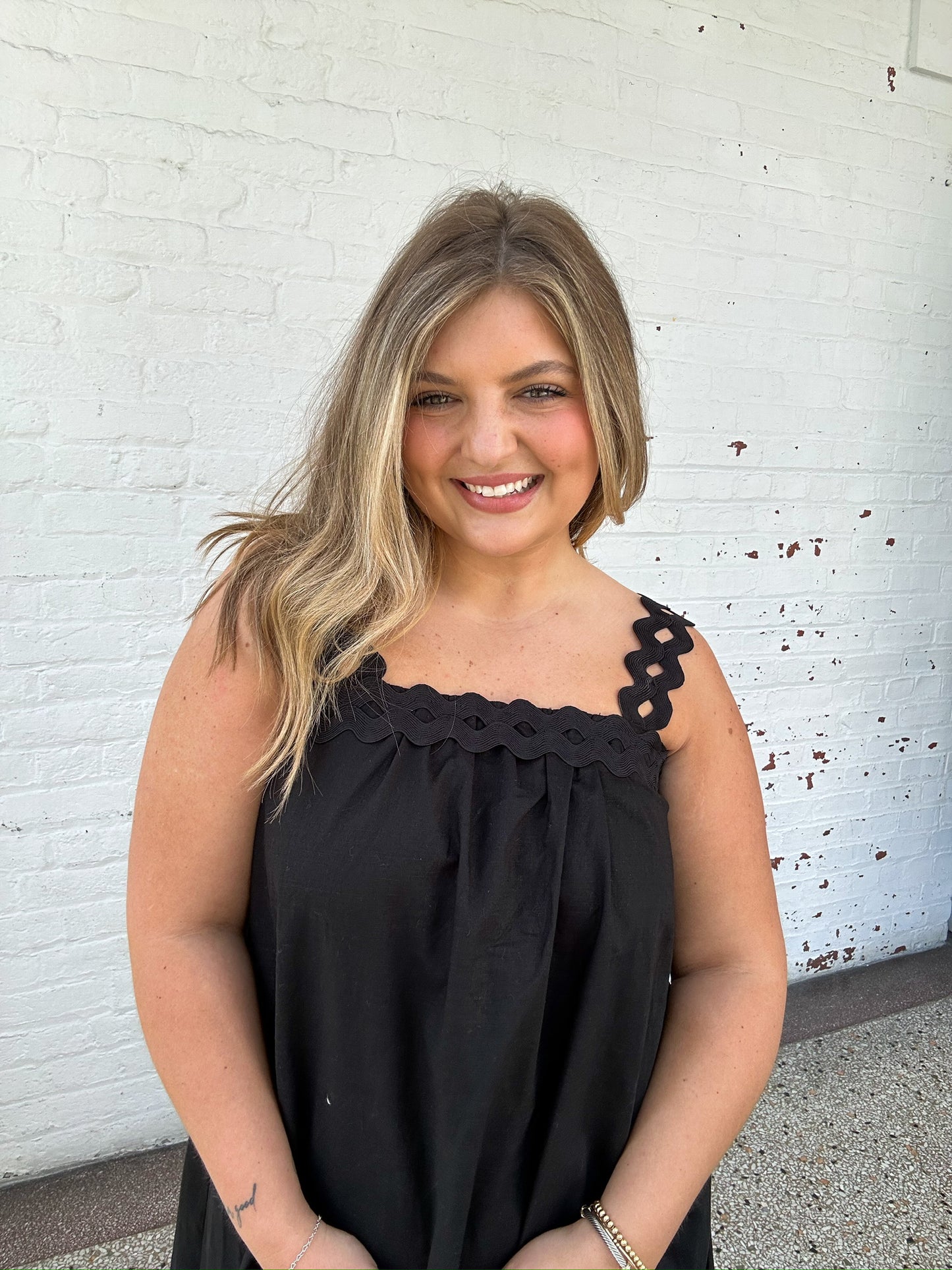 BLACK RIC RAC MAXI DRESS