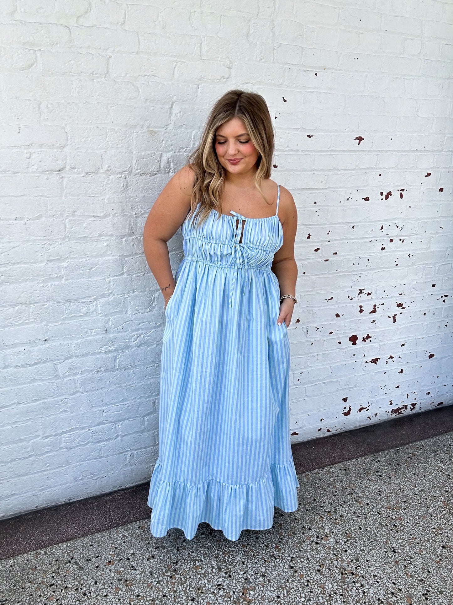 SEAFOAM STRIPED MAXI DRESS