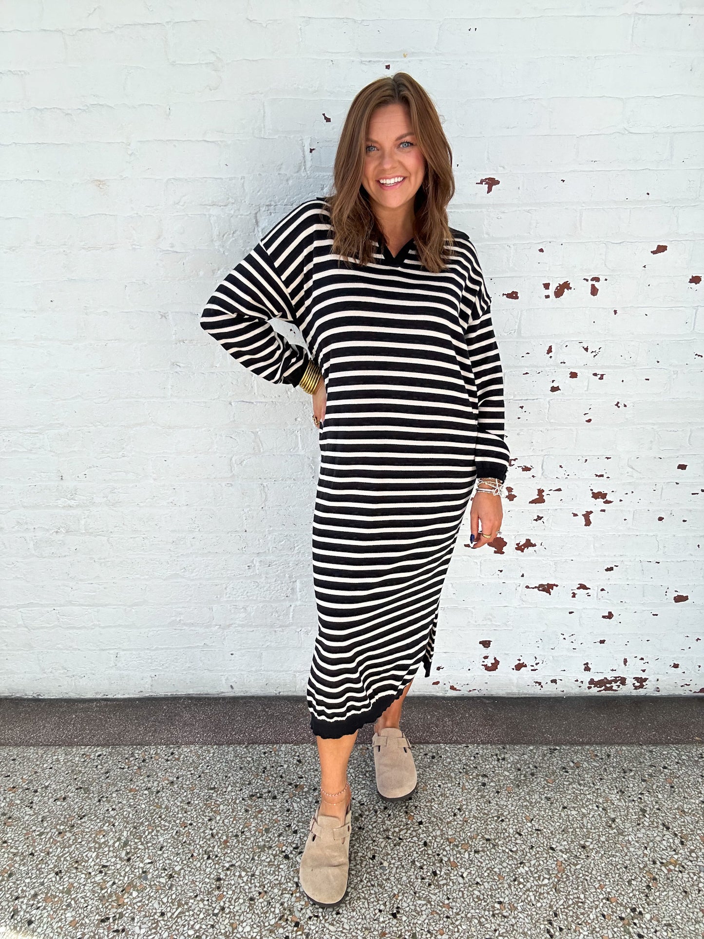 STRIPED SWEATER DRESS
