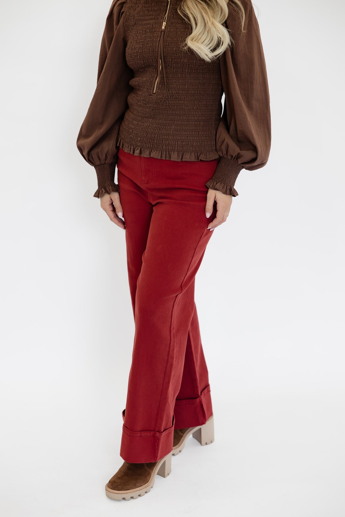 RUST WIDE LEG PANTS
