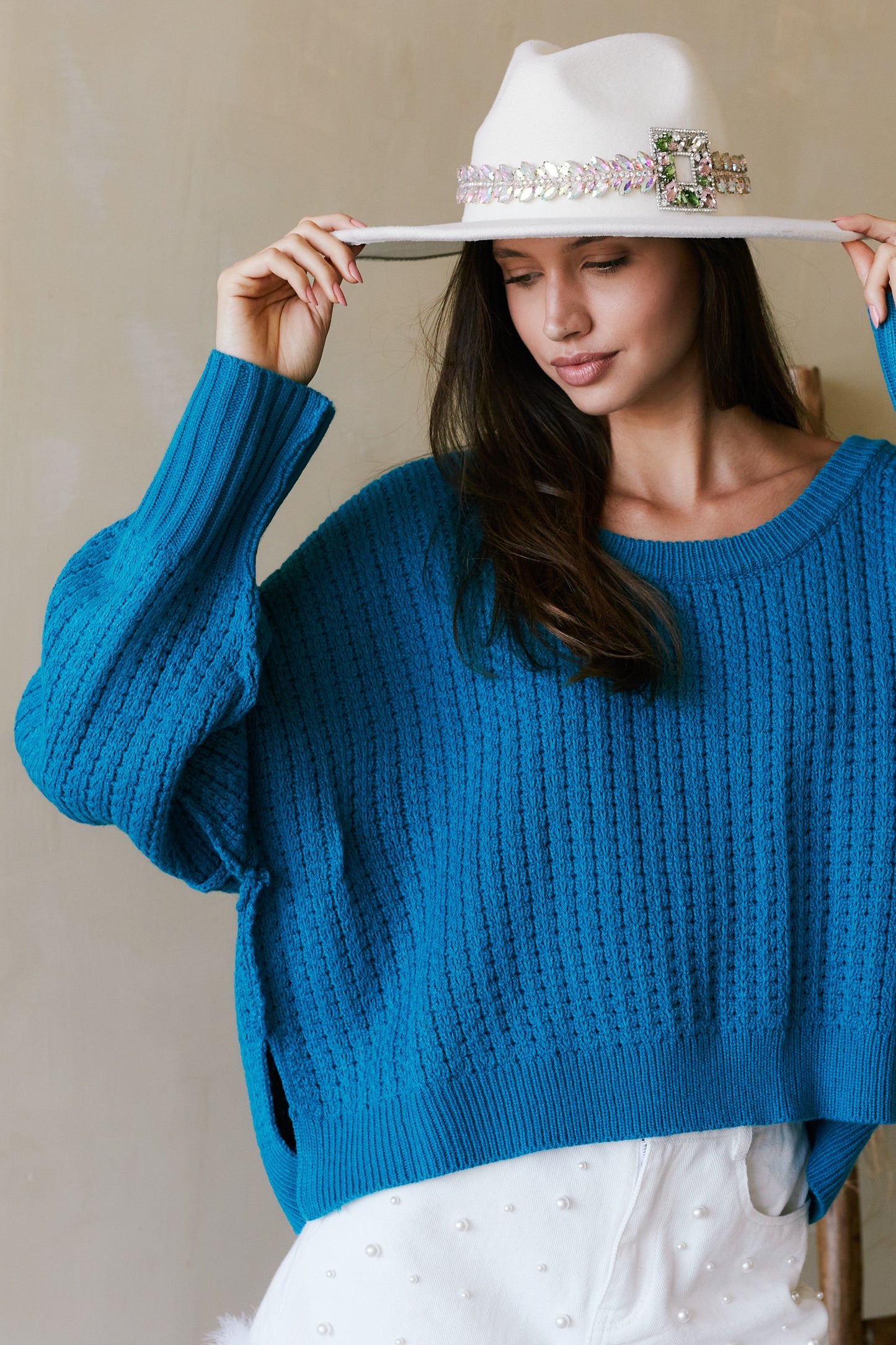 TEAL ME ABOUT IT SWEATER