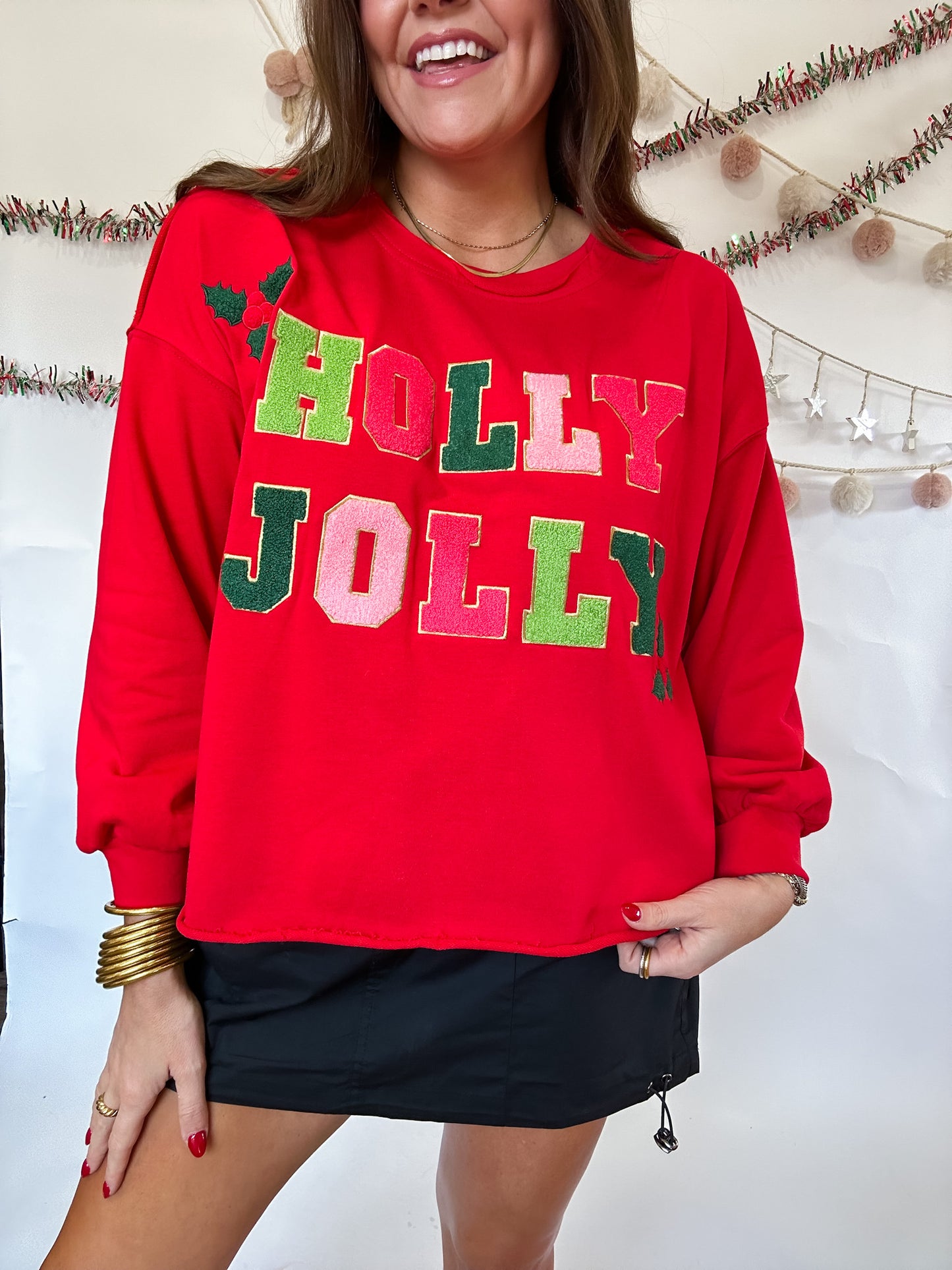 HOLLY JOLLY PULLOVER- RED