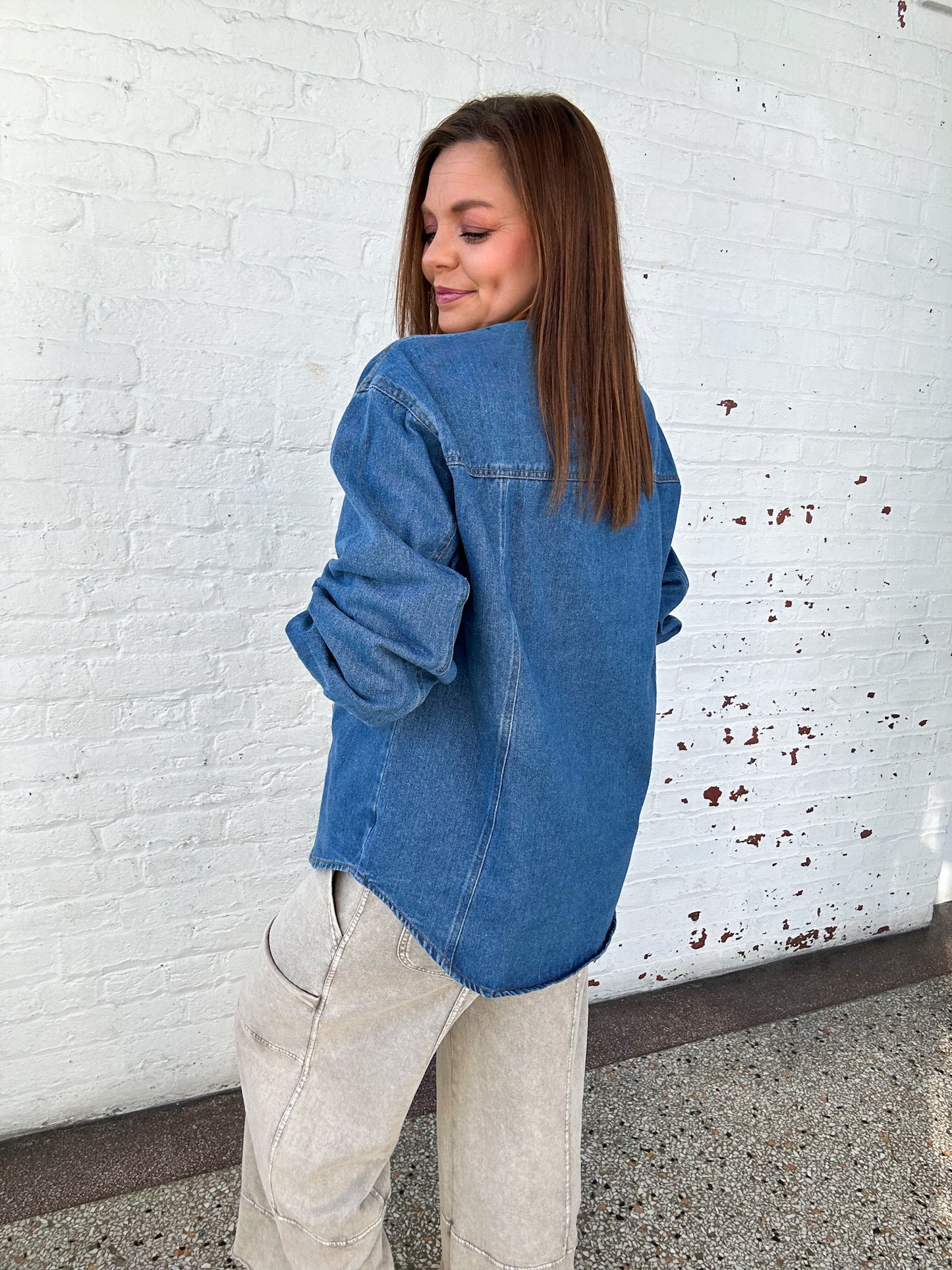 DAZED DENIM OVERSIZED TOP