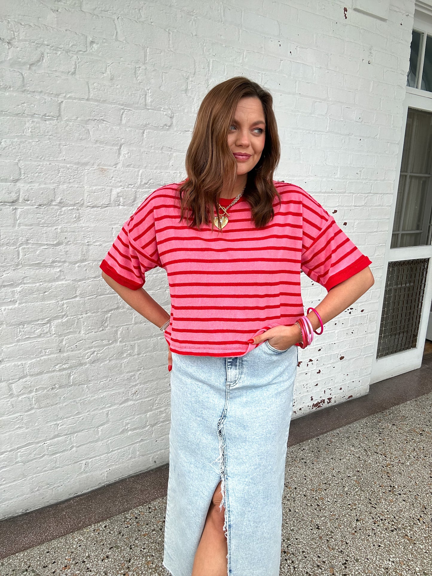 CANDY HEART STRIPED TOP