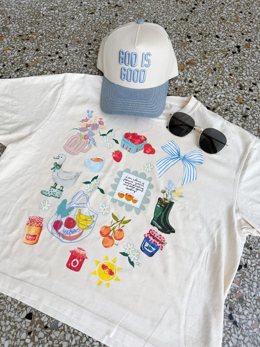 SUMMER TO-DO LIST CROPPED GRAPHIC TEE