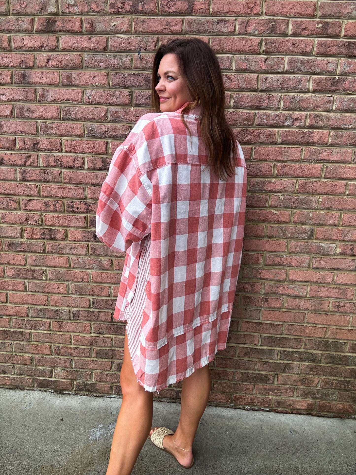 CINNAMON PLAID OVERSIZED DRESS