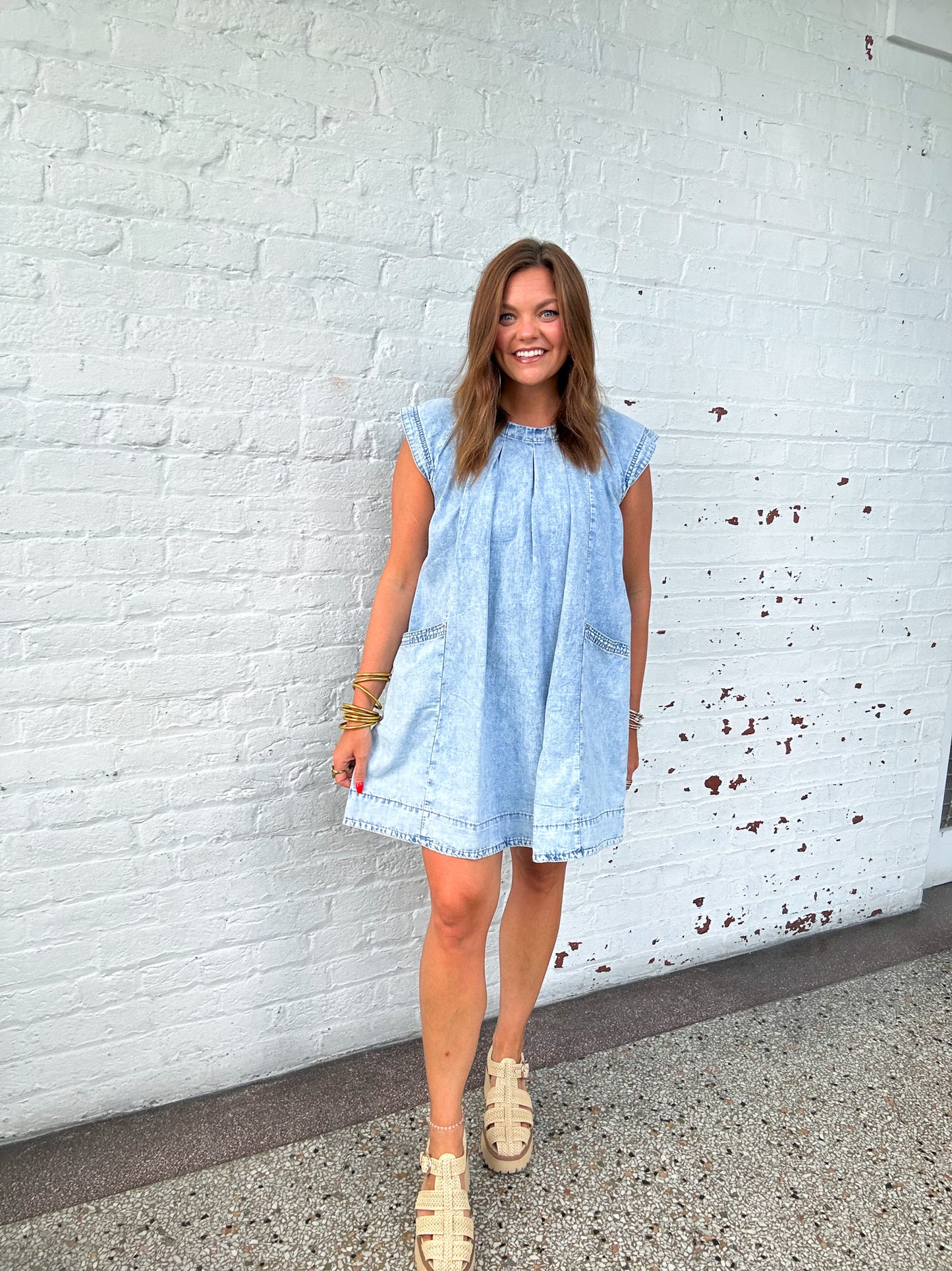 LIGHT WASH DENIM SWING DRESS