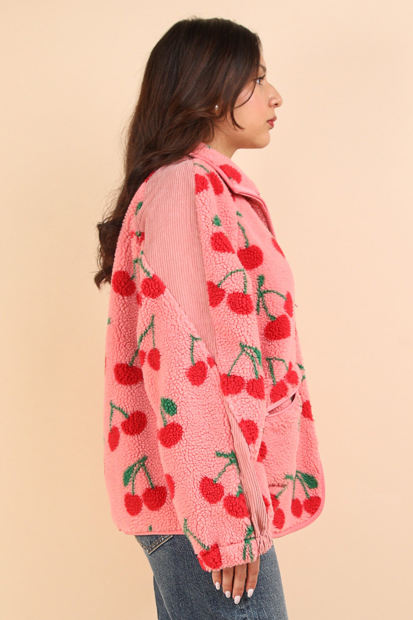 PINK CHERRY FLEECE JACKET