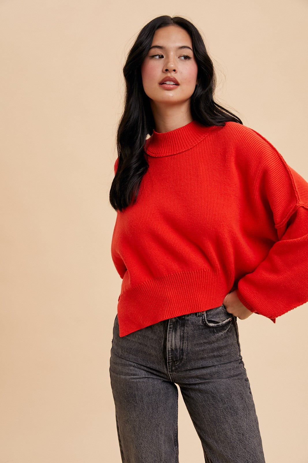 MOCKNECK SWEATER - RED