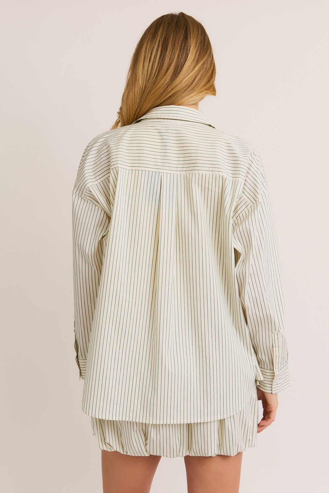 LUCKY GIRL STRIPED BUTTON DOWN TOP