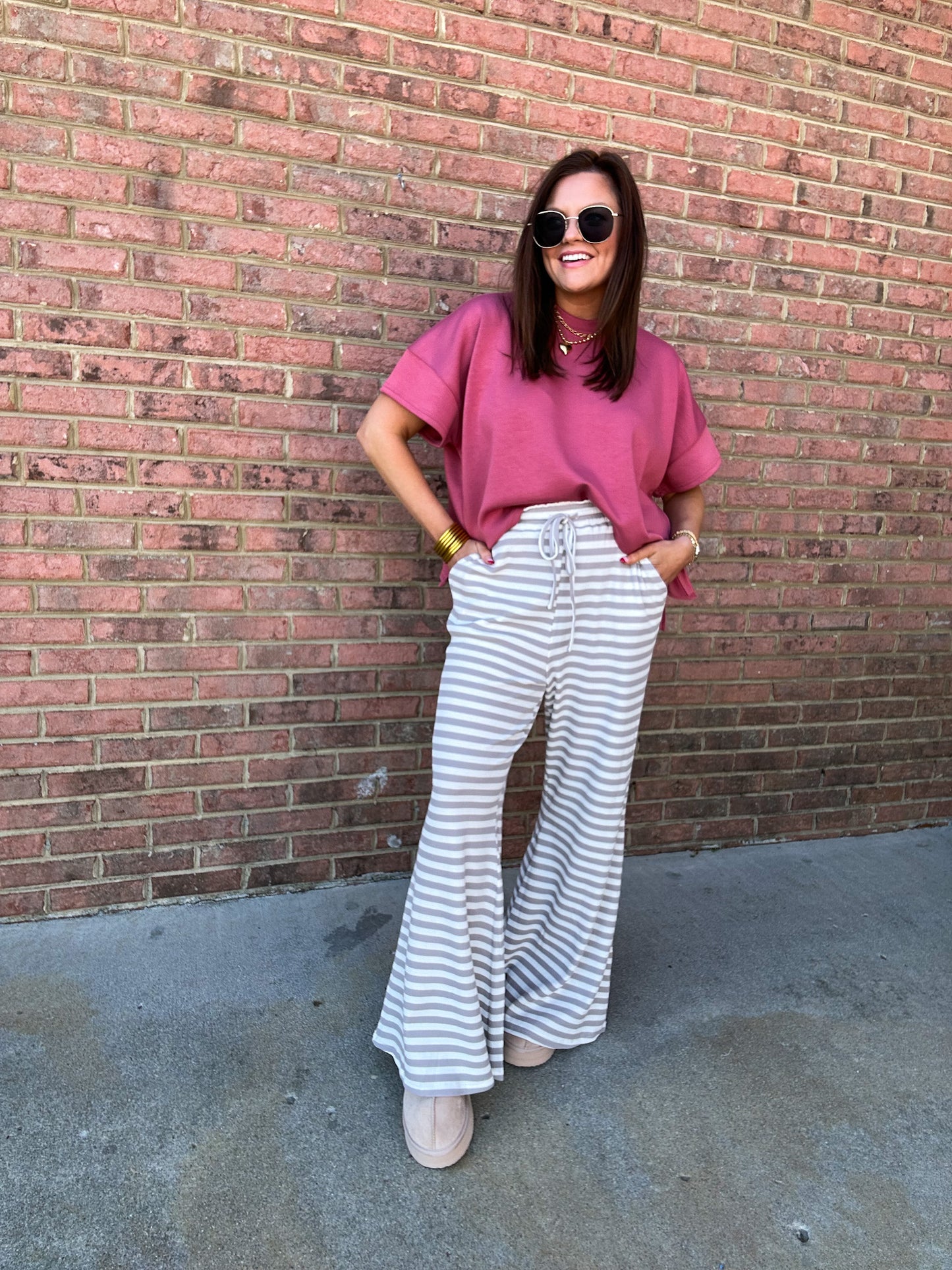 STRIPED LOUNGIN' FLARE PANTS