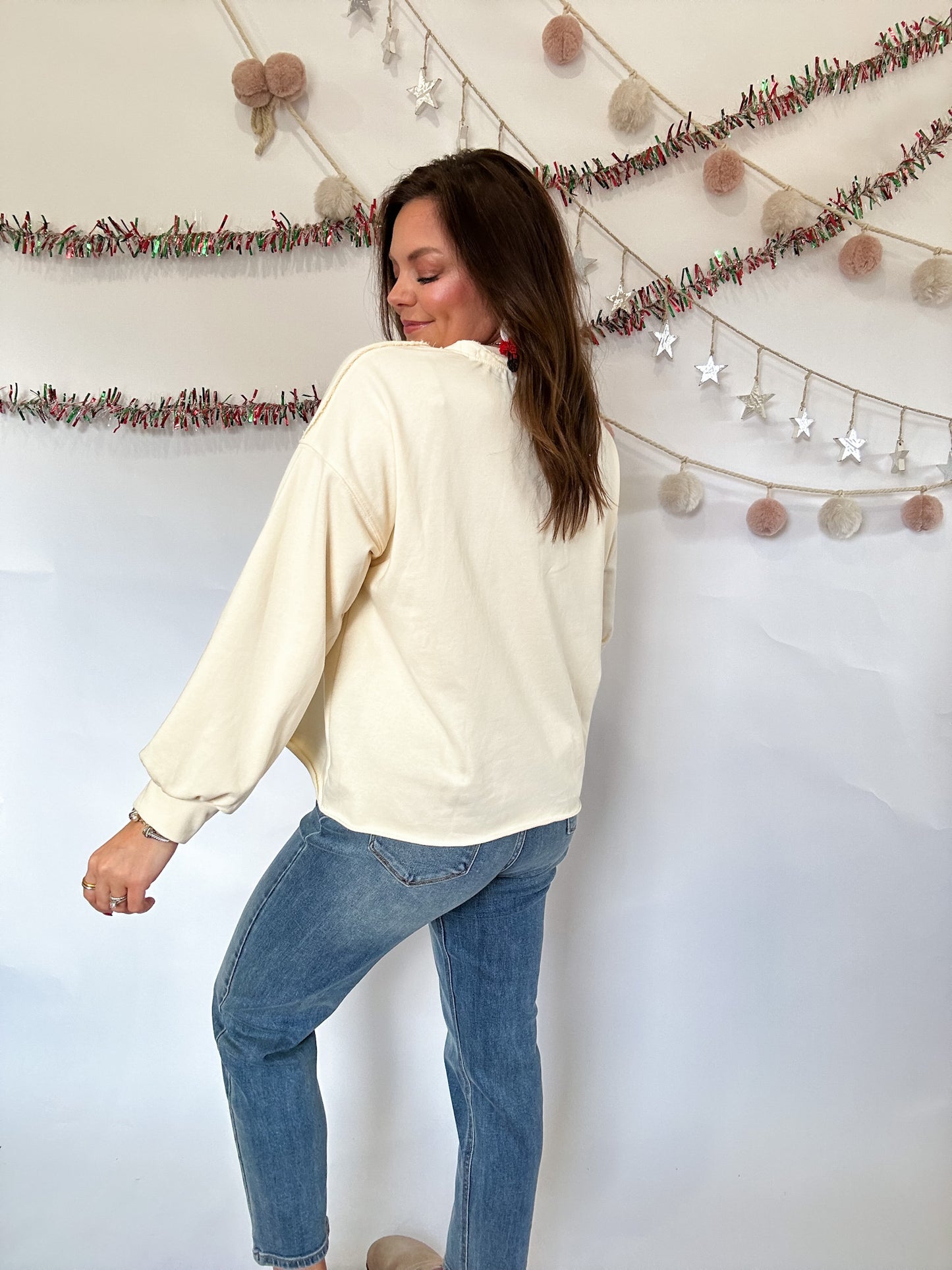 HOLLY JOLLY PULLOVER - CREAM