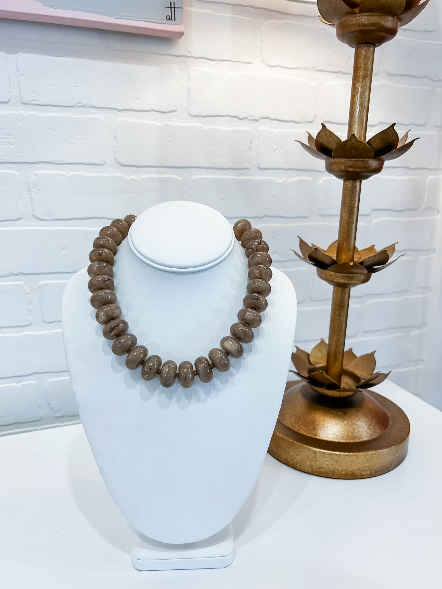 TAUPE RONDELLE NECKLACE