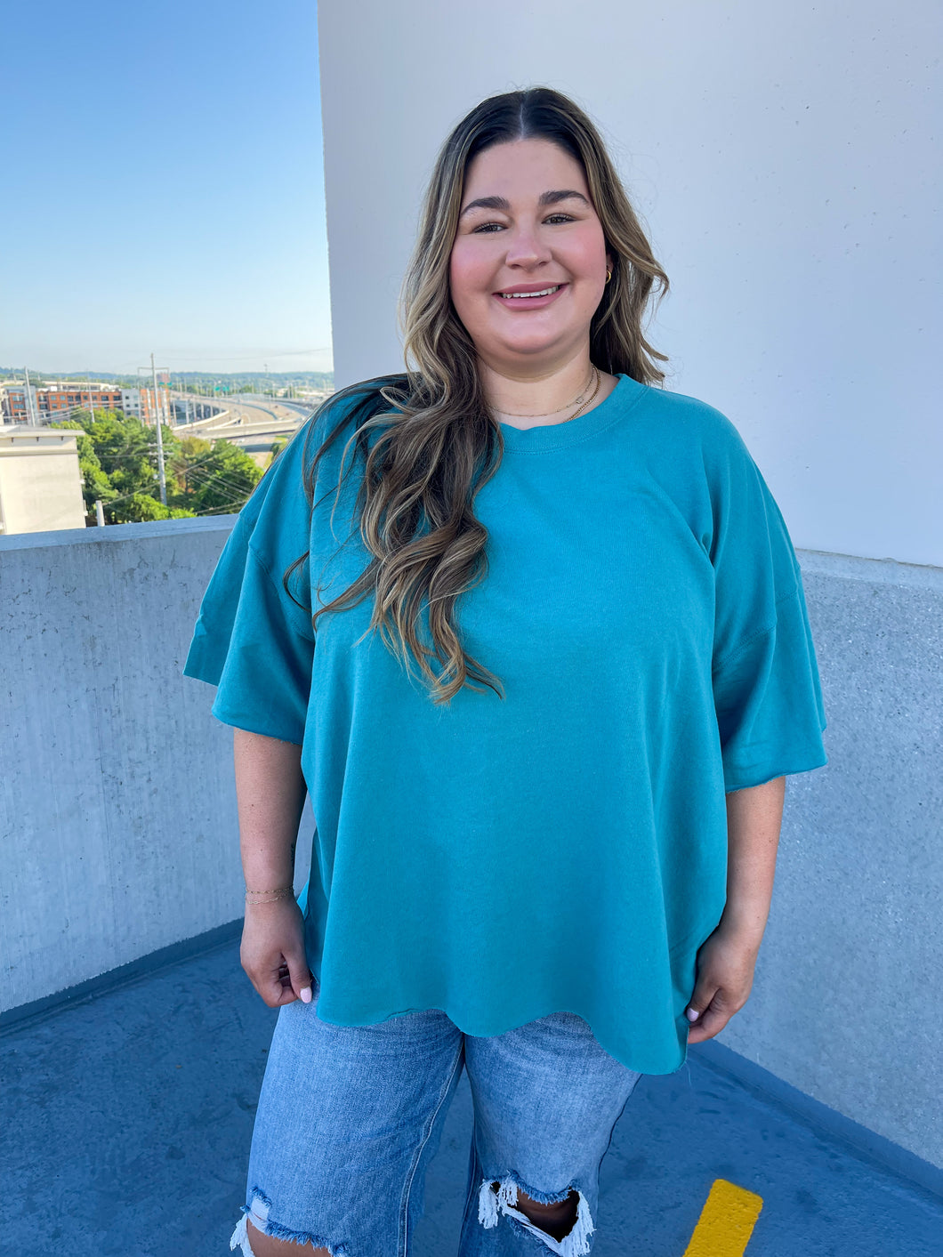 PRETTY GIRL TEE CURVY, TEAL
